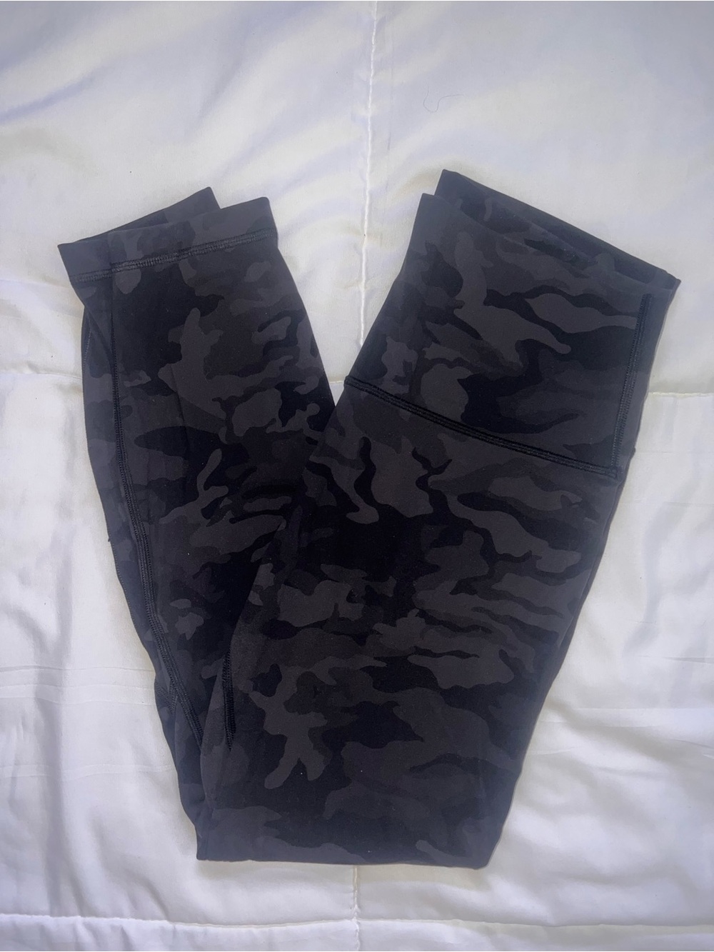 Cropped Black Camo Leggings - Active Bottoms